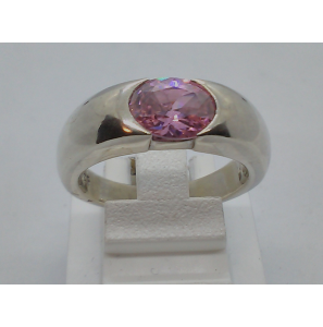 Zilver LOOK! ring met roze zirkonia - 3012288