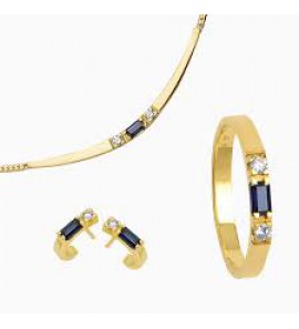 Eclat Baquette dames ring diam.bril. 0.10 crt. saff. 025crt. - 3010245