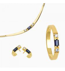 Eclat Baquette dames ring diam.bril. 0.10 crt. saff. 025crt. - 3010245
