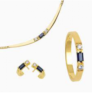Eclat Baquette dames ring diam.bril. 0.10 crt. saff. 025crt. - 3010245