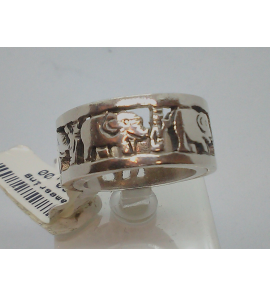 Zilver dames ring band met olifanten uitgezaagd - 3009790