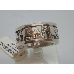 Zilver dames ring band met olifanten uitgezaagd - 3009790