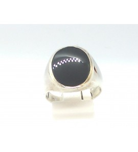 Zilver heren ring met onyx ovaal mt. 18¼ - 3009808