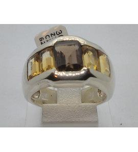 Zilver dames ring met citrine en rook topaas - 3012903