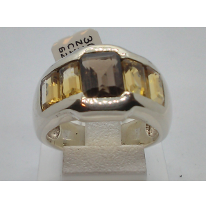 Zilver dames ring met citrine en rook topaas - 3012903