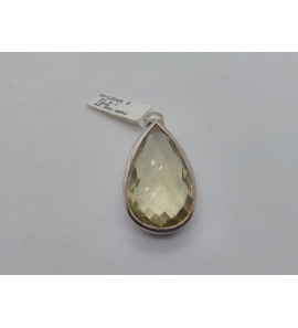 Zilver hanger met echt lime topaas pegel schaakbord slijpsel - 3012945