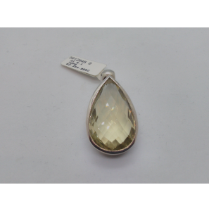 Zilver hanger met echt lime topaas pegel schaakbord slijpsel - 3012945