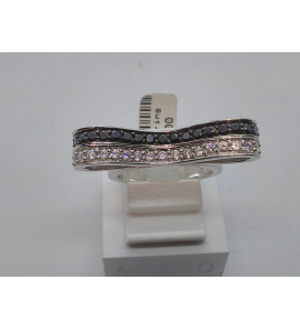 Zilver dames ring met zirkonia wit/zwart - 3012889