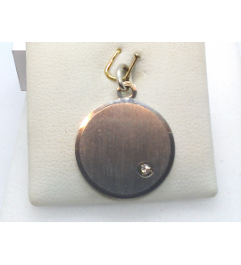 Zilver graveerplaat rond met zirkonia 18 mm - 3016373