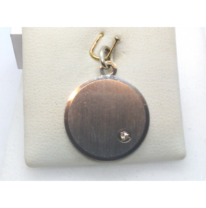 Zilver graveerplaat rond met zirkonia 18 mm - 3016373