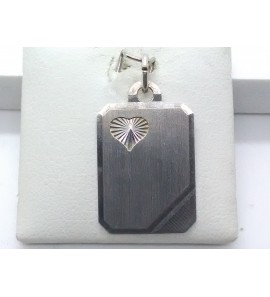 Zilver graveerplaat rechthoek +hartje 15x20 mm - 3016374