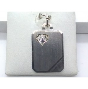 Zilver graveerplaat rechthoek +hartje 15x20 mm - 3016374