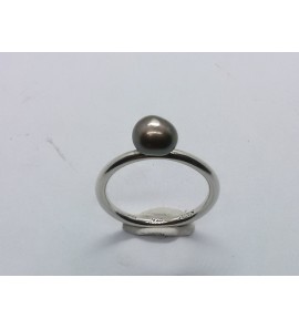 Zilver aanschuifring met gray freshwaterpearl mt. 17½ - 3019867