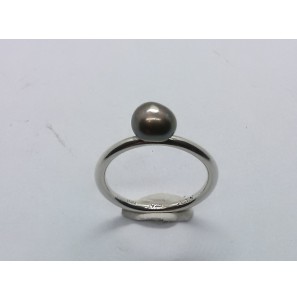 Zilver aanschuifring met gray freshwaterpearl mt. 17½ - 3019867