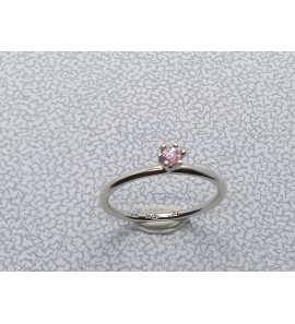 Zilver aanschuif ring met roze zirkonia nt. 17½ - 3019939