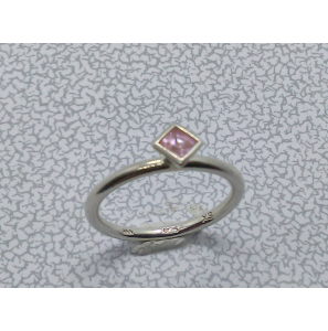 Zilver aanschuifring met vk zirkonia roze mt. 17 - 3019878