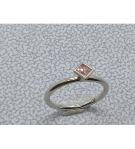 Zilver aanschuifring met vk zirkonia roze mt. 18¾ - 3019881