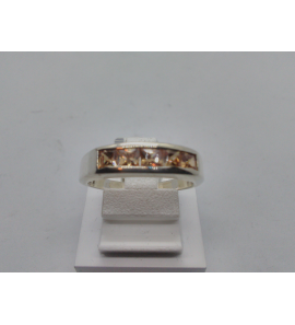 Zilver dames ring met 5 prinses zirkonias bruin - 3019552