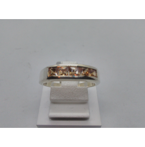 Zilver dames ring met 5 prinses zirkonias bruin - 3019552