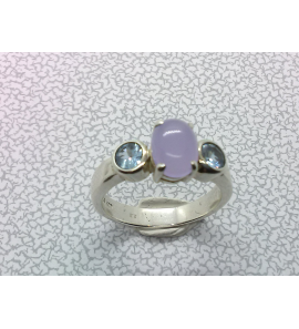 Zilver dames ring synt aqua en lavendel mt. 17½ - 3019758