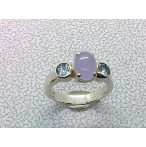 Zilver dames ring synt aqua en lavendel mt. 17½ - 3019758