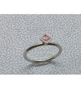 Zilver aanschuifring met vk zirkonia roze mt. 17½ - 3019879
