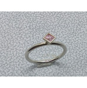 Zilver aanschuifring met vk zirkonia roze mt. 17½ - 3019879