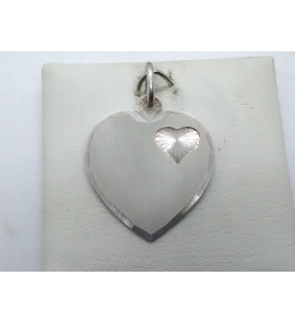 Zilver graveerplaat hartje+hartje diamante - 3015818
