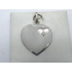 Zilver graveerplaat hartje+hartje diamante - 3015818