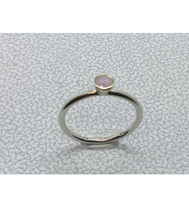 Zilver aanschuif ring met roze qwarts mt. 17½ - 3019943