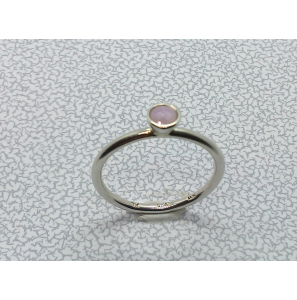 Zilver aanschuif ring met roze qwarts mt. 17½ - 3019943