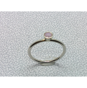 Zilver aanschuif ring met roze qwarts mt. 17½ - 3019945