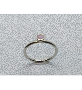 Zilver aanschuif ring met roze qwarts mt. 18¾ - 3019947