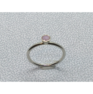 Zilver aanschuif ring met roze qwarts mt. 18¾ - 3019947