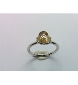 Zilver aanschuif ring bloem met zirkonia mt. 15½ - 3019990