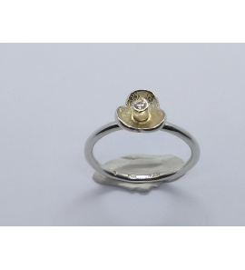 Zilver aanschuif ring bloem met zirkonia mt. 17 - 3019992