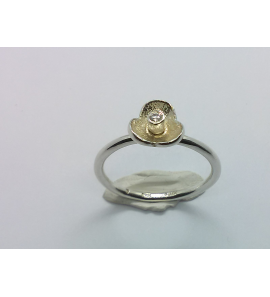 Zilver aanschuif ring bloem met zirkonia mt. 17½ - 3019993