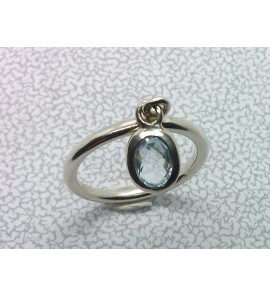 Pure dames ring met kl. steen Aqua mt. 17¾ - 3020326