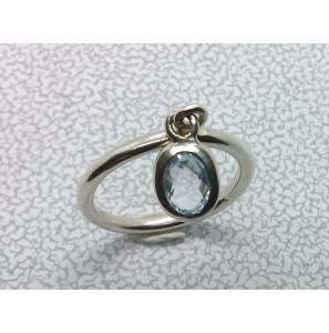 Pure dames ring met kl. steen Aqua mt. 17¾ - 3020326