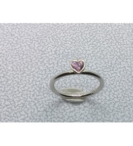 Zilver aanschuif ring met roze hart zirkonia mt. 16¼ - 3019955