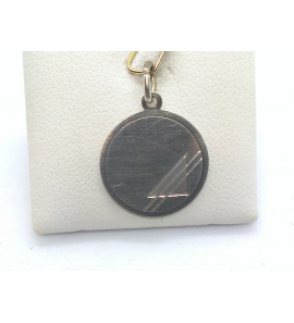 Zilver graveerplaat rond met mat driehoekle 16 mm - 3061527