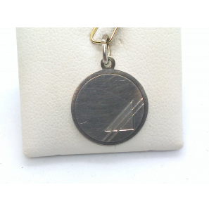 Zilver graveerplaat rond met mat driehoekle 16 mm - 3061527