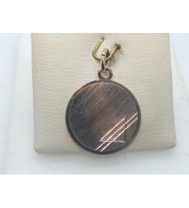 Zilver graveerplaat rond met mat driehoekle 18 mm - 3061528