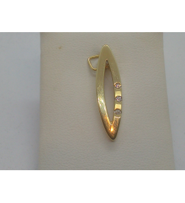 Goud hanger ovaal open mat/glans met zirkonia - 3060252