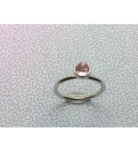 Zilver aanschuif ring met roze cab. zirkonia mt. 15½ - 3063280