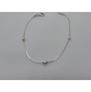Zilver armband ank.VK+bollen 18 cm. - 3063001
