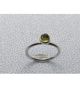 Zilver aanschuif ring met groen cab. zirkonia mt. 15½ - 3062255