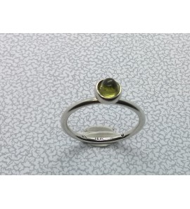 Zilver aanschuif ring met groen cab. zirkonia mt. 16¼ - 3062253
