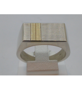 Zilver herenring met goudstreepje mt. 20½ - 3122209