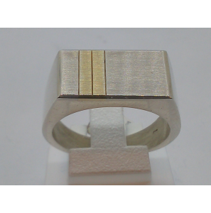 Zilver herenring met goudstreepje mt. 20½ - 3122209